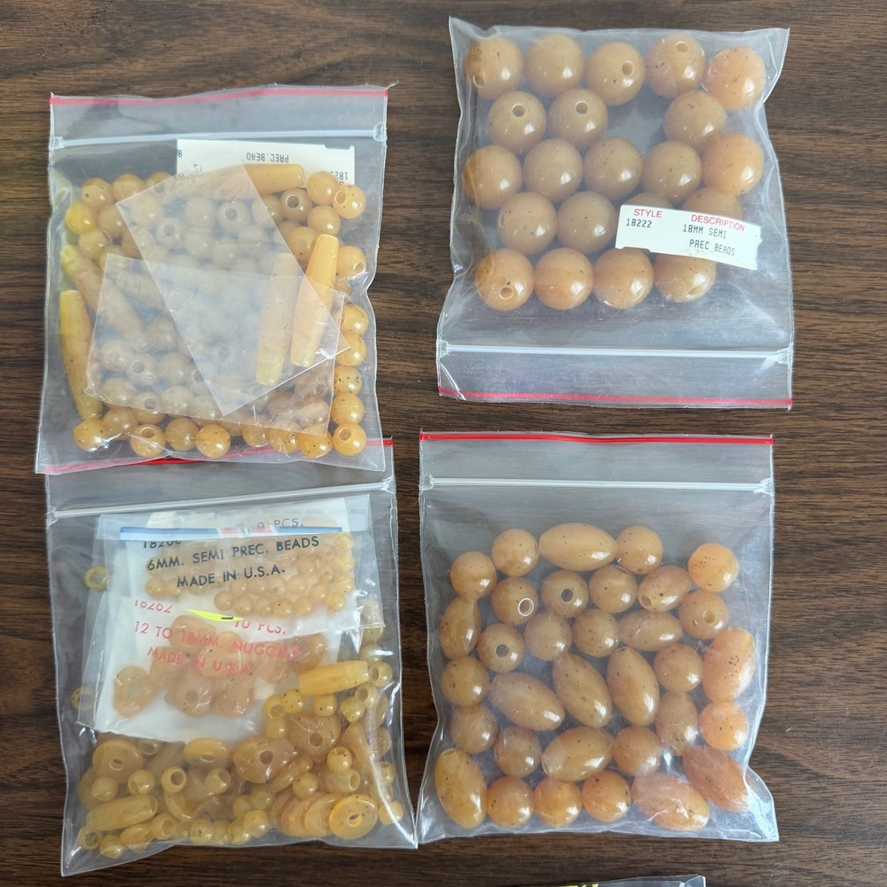 Lot of Mix Semi Precious Beads For Jewelry Making and Crafting Amber Made In USA